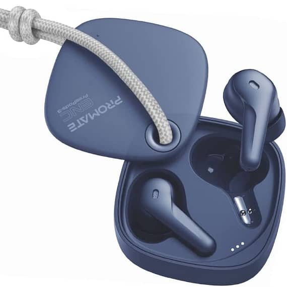 Promate Bluetooth Earbuds, Ergonomic-Fit True Wireless ENC Headphone with 4 Built-In Noise Cancelling Mics, 22h Playtime, 300mAh Charging Case and Smart Touch-Control FreePods-3 Blue Electronics "BAE" Charm Bracelet