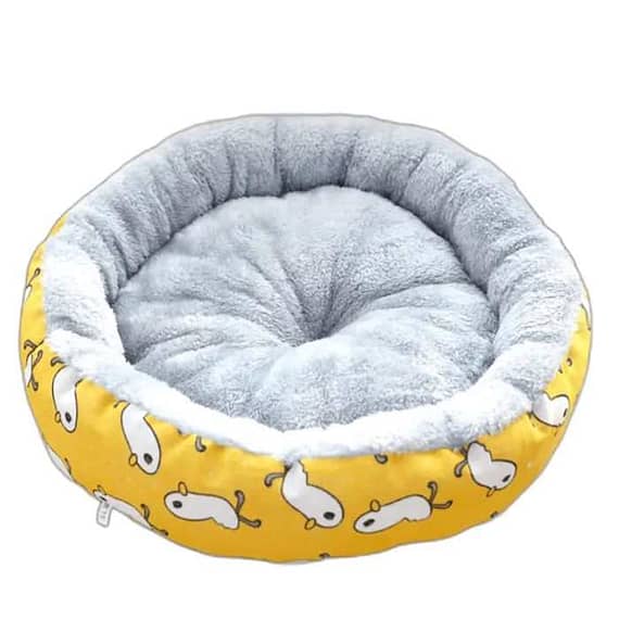 Coco Kindi Soft Round Shaped Fur Bed- Yellow Medium 45Cm Beds & Cushions "BAE" Charm Bracelet