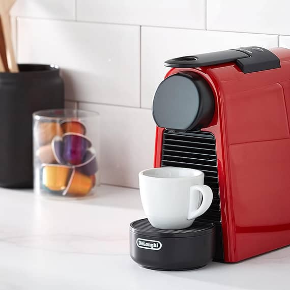 DeLonghi Essenza Mini EN 85.R Nespresso System Pod Coffee Machine, Red/Black Coffee Makers "BAE" Charm Bracelet