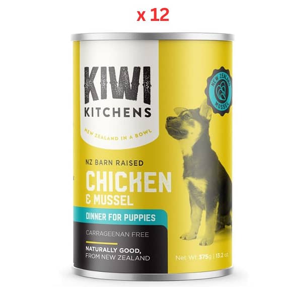 Kiwi Kitchens Barn Raised Chicken & Mussel Dinner Canned Wet Puppy Food 375G (Pack Of 12) Dog Food "BAE" Charm Bracelet