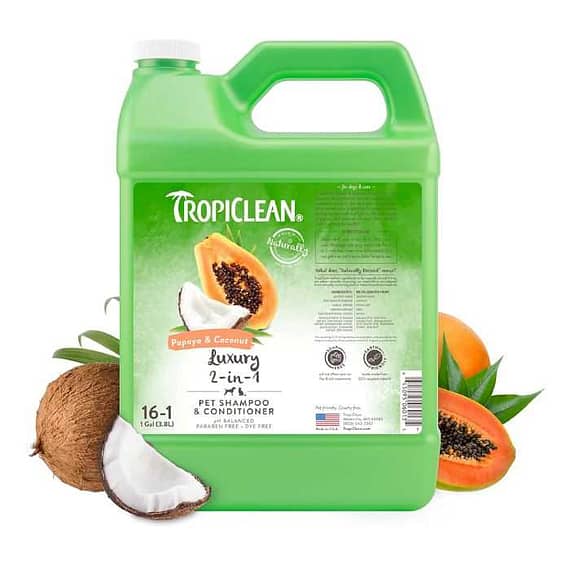 Tropi Clean Papaya & Coconut Luxury 2-in-1 Shampoo and Conditioner For Pets, 1 gallon Grooming Supplies "BAE" Charm Bracelet