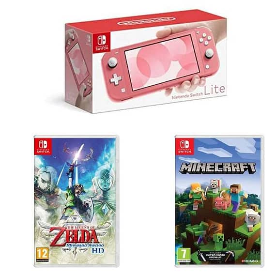 Nintendo Switch Lite Console Coral Pink With Zelda Breath Of Wild & Minecraft Gaming & Consoles "BAE" Charm Bracelet