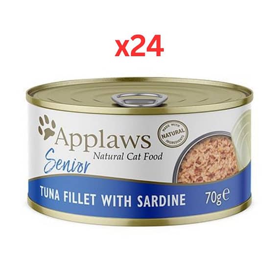 Applaws Tuna Fillet With Sardine Senior Wet Cat Food 70g x 24 Tins Bulk Buy "BAE" Charm Bracelet