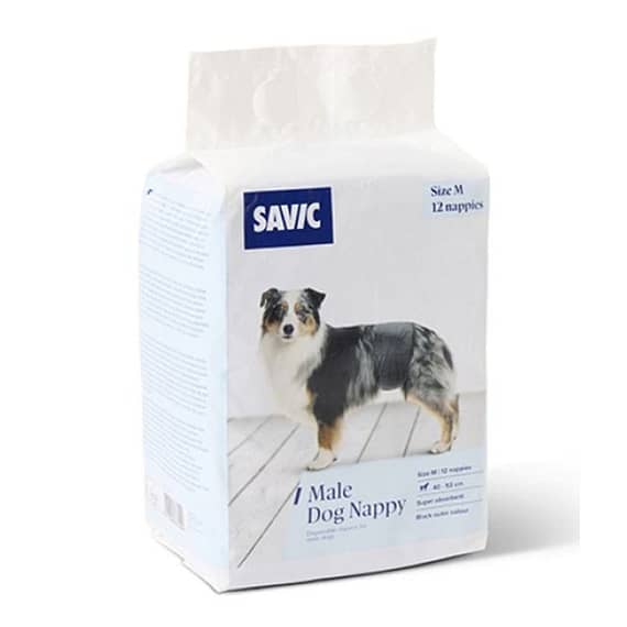 Savic Male Nappy Disposable Dog Diapers 12pcs – Medium Litter & Housetraining "BAE" Charm Bracelet