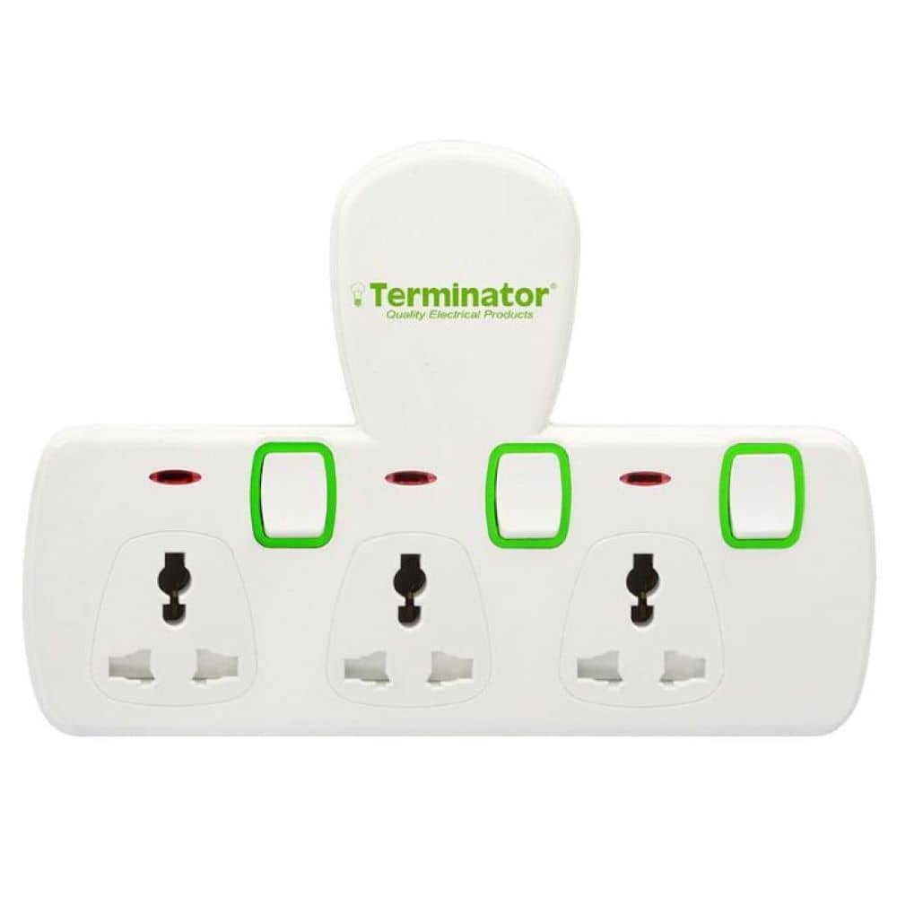 Terminator 3 Way T-Socket Multi Adaptor with Individual Switches & Indicators – TMA 573T Electronics "BAE" Charm Bracelet