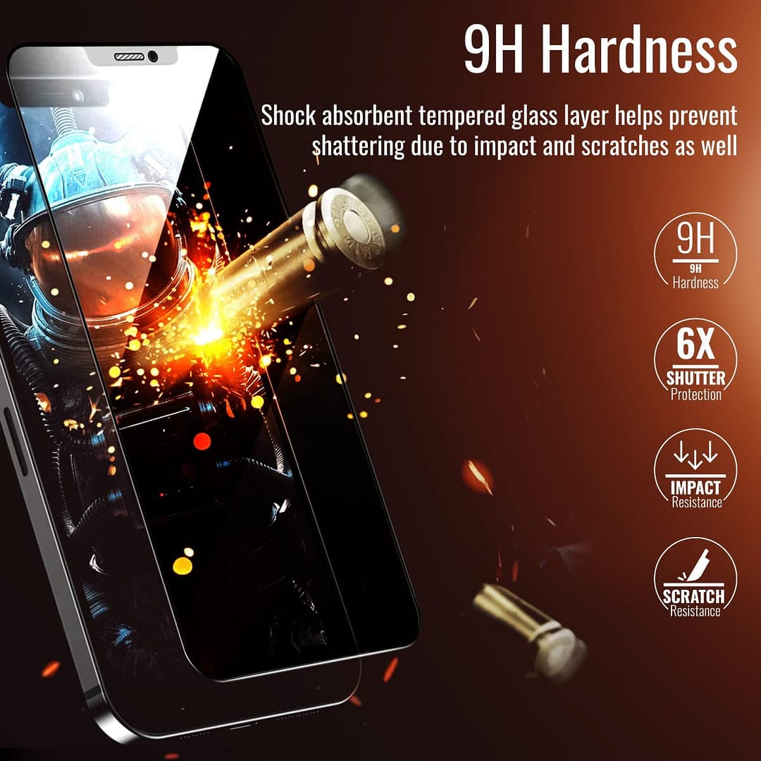 Promate Matte Privacy Screen Protector for iPhone 11 Pro, Premium Anti-Glare 9H Hardness Tempered Glass Protector with Touch Sensitivity, Scratch-Resistant, Shatter Protection, APEX-I11PRO Mobile Accessories "BAE" Charm Bracelet 3