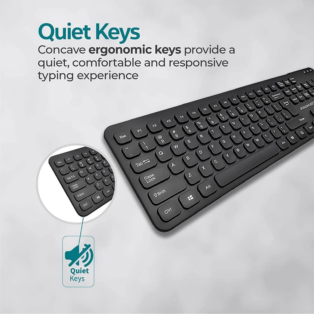 Promate Wired Keyboard, Ultra-Slim Full-Size 106-Keys Quiet Keyboard with 1.6m USB Cord Length, EASYKEY-4.E/A Computer Accessories "BAE" Charm Bracelet 3