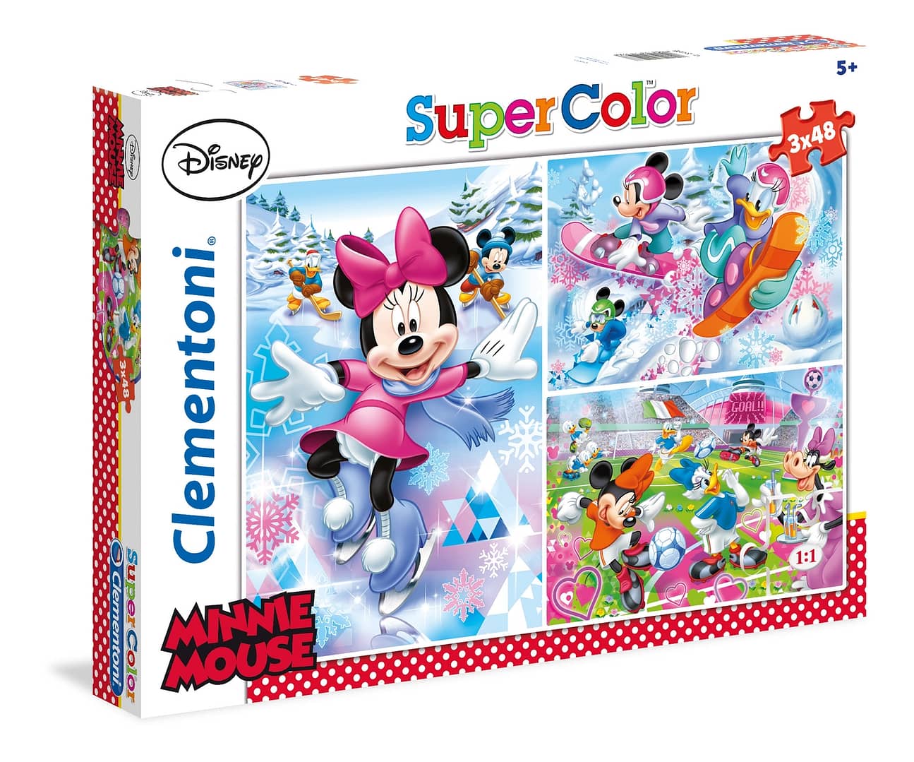 Clementoni – Minnie Sport 3X48 Pcs. Supercolor Puzzle – 25198 Games & Puzzles Clementoni