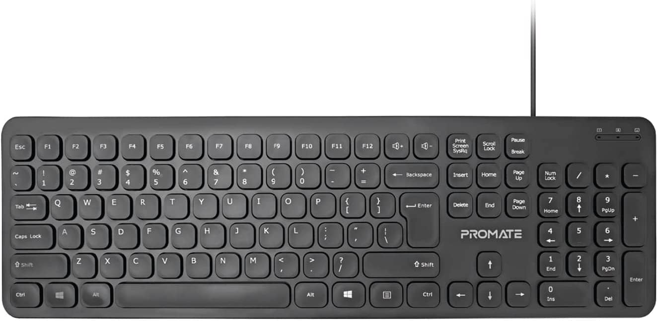 Promate Wired Keyboard, Ultra-Slim Full-Size 106-Keys Quiet Keyboard with 1.6m USB Cord Length, EASYKEY-4.EN Computer Accessories "BAE" Charm Bracelet