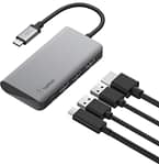 Belkin USB C 4 in 1 MultiPort Adapter With 4K HDMI, 100W PD Pass Through Charging, 2 x A Ports For MacBook Pro, Air, iPad XPS & More, GRAY Electronics "BAE" Charm Bracelet 3