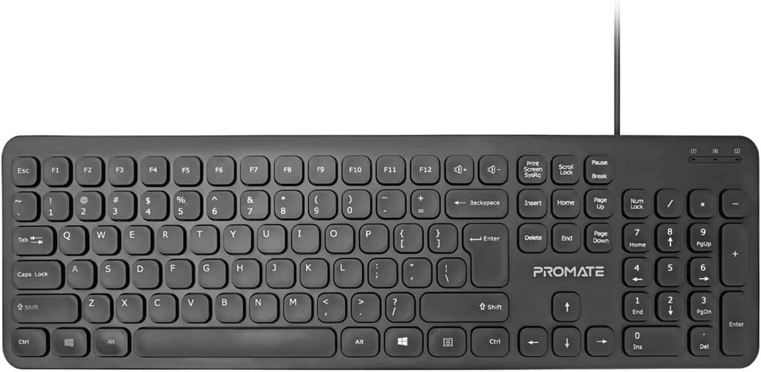 Promate Wired Keyboard, Ultra-Slim Full-Size 106-Keys Quiet Keyboard with 1.6m USB Cord Length, EASYKEY-4.E/A Computer Accessories "BAE" Charm Bracelet