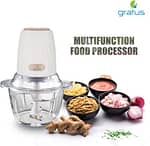 Gratus Food Chopper 350 Watts With 2 Liter Capacity, 2 Speed Control, Glass Bowl, Stainless Steel Blades X 4, Easy to Clean, Model- GFC4002FC Blender & Mixer "BAE" Charm Bracelet 6