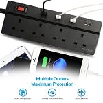 Promate Power Strip, Heavy Duty Surge Protector Charging Station 10A 4 Accessories Electronics 6