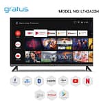 Gratus 43 Inch QLED Full HD Edgeless Smart TV, 2G8GB SUPER MEMORIA Smart With T2 /S2 (Receiver Inbuilt), Android 12, Color Box, YouTube, FaceBook, A+ Panel, Model- LT43Q24H Electronics "BAE" Charm Bracelet 5