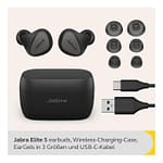 Jabra Elite 5 True Wireless Earbuds Titanium Black Electronics "BAE" Charm Bracelet 5