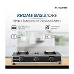 Krome Gas Stove 3 Burners, Auto Ignition, Two 100MM + Single 30MM Brass Burner Cap, LPG Cooktop, CE Approved, Stainless Steel Body, KR-GSFC3041 Gas & Stove "BAE" Charm Bracelet 5