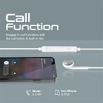Promate Earbuds with Lightning Connector, Ergonomic In-Ear Apple MFi Certified Mono Earphone with Mic, Noise Isolation, Call Function and In-Line Volume Control for iPhone 13/13 Pro Max, Beat-LT White Electronics "BAE" Charm Bracelet 4
