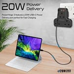 Promate Power Strip with 3250W 3 AC Outlets, 20W USB-C PD Port and Dual 20W QC 3.0 Ports, PowerHinge-3, Black Chargers & Power Supplies "BAE" Charm Bracelet 5