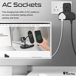Promate Power Strip with 3250W 3 AC Outlets, 20W USB-C PD Port and Dual 20W QC 3.0 Ports, PowerHinge-3, Black Chargers & Power Supplies "BAE" Charm Bracelet 6
