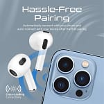 Promate True Wireless Earbuds, High Fidelity In-Ear Bluetooth v5.0 Earphones with Built-in Mic, 25H Playback Time, Touch Controls, Auto Pairing and Wireless Charging Case, FreePods-2 White Electronics "BAE" Charm Bracelet 6