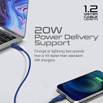 Promate USB-C to Lightning Cable, POWERLINE-CI120.BLUE Computer Accessories "BAE" Charm Bracelet 5
