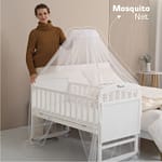 Teknum – 7 in 1 Convertible Kids Bed & Bedside Crib With Mattress, Mosquito net & Detachable Wheels(0 – 12yrs) – Grey, TK_7in1WBSC_GY Bedroom "BAE" Charm Bracelet 6