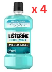 Listerine Cool Mint Milder Taste 250ml Pack of 4 (UAE Delivery Only) Bulk Savings Grocery