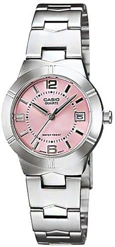 Casio Stainless Steel Ladies Watch Pink Dial LTP-1241D-4ADF Fashion Casio