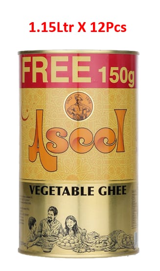Aseel Vegetable Ghee 1 Ltr + 150gm Free (Pack of 12) Food Cupboard "BAE" Charm Bracelet