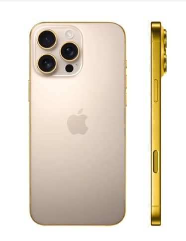 iPhone 16 Pro Max, 256GB, Edge of Gold Desert Titanium Mobiles "BAE" Charm Bracelet