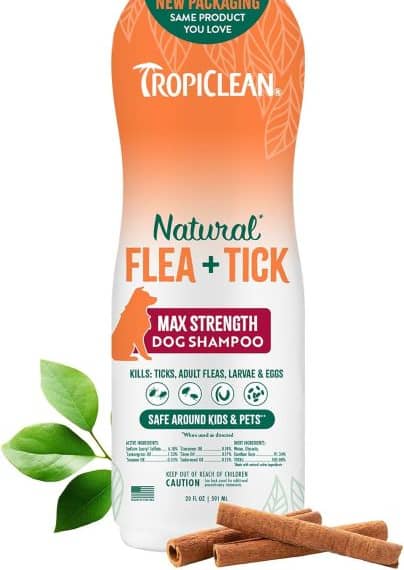 Tropi Clean Natural Flea & Tick Shampoo – Maximum Strength For Dogs – 20 oz Grooming Supplies "BAE" Charm Bracelet