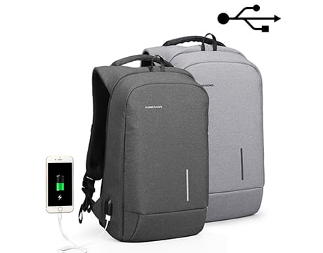 Kingsons Smart With USB Port 15.6" Laptop Backpack Light Grey (KS3149W Laptop Accessories Kingsons Smart With USB Port 15.6" Laptop Backpack Light Grey (KS3149W