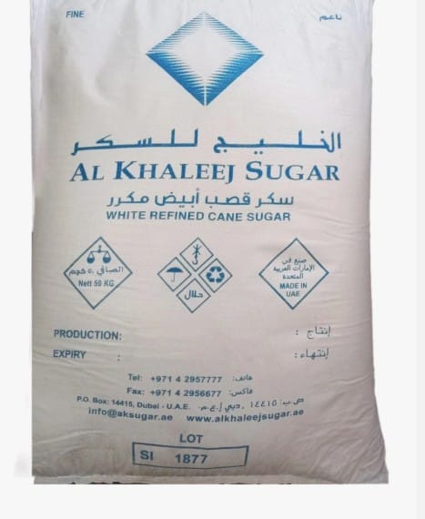Al Khaleej White Refined Cane Sugar 50 Kg (Dubai Delivery Only) Food Cupboard "BAE" Charm Bracelet