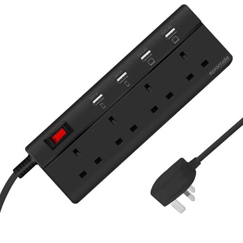 Promate Power Strip, Heavy Duty Surge Protector Charging Station 10A 4 Accessories Electronics