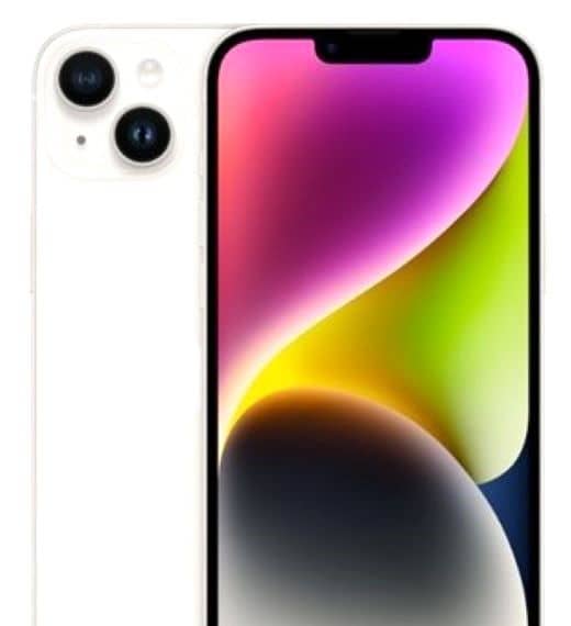 Apple iPhone 14 Plus (USA) 6.7 inch, 128GB, 6GB, Starlight with FaceTime Electronics "BAE" Charm Bracelet