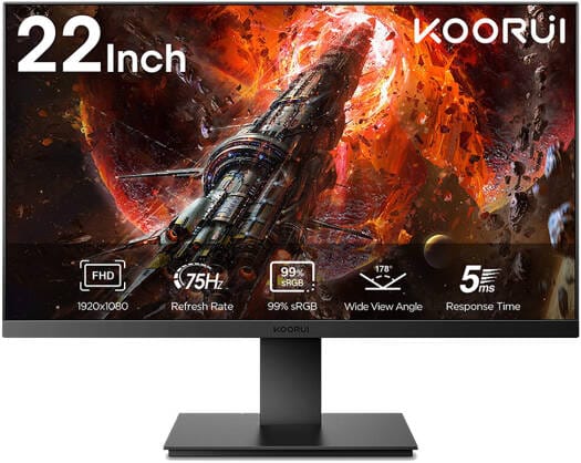 KOORUI, 22-Inch, Computer Monitor, VA FHD 1920 x 1080 100Hz 5ms, E2212F Desktop & Monitors "BAE" Charm Bracelet
