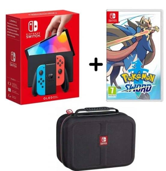 Nintendo Switch OLED Console with Pokemon Sword & Carry Case Consoles "BAE" Charm Bracelet