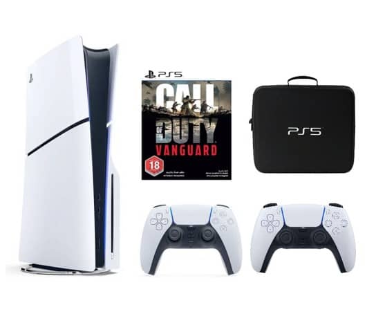 Sony PlayStation 5 Console Disc Slim 1TB with Extra Controller, Bag and Call of Duty Vanguard (International Edition/TRA) Consoles "BAE" Charm Bracelet