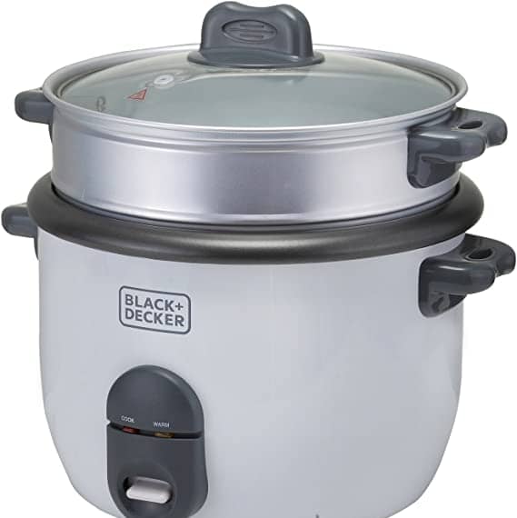 Black+Decker Rice Cooker Non Stick with Steamer 2 in 1, 1.8 L, 700 W, White – RC1860-B5 Electric Cookers "BAE" Charm Bracelet
