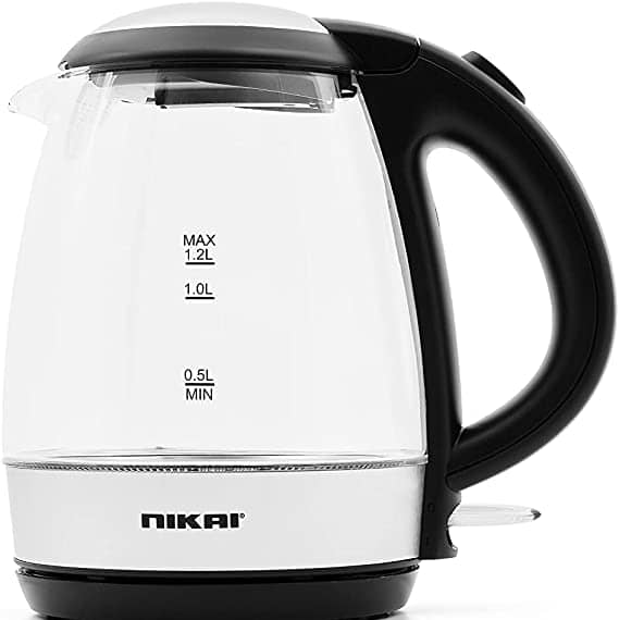 Nikai Glass Pot Kettle NK303G Clear/Silver/Black Electric Kettles "BAE" Charm Bracelet