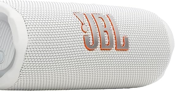 JBL Flip 7, Portable Waterproof Speaker, White Bluetooth Speakers "BAE" Charm Bracelet
