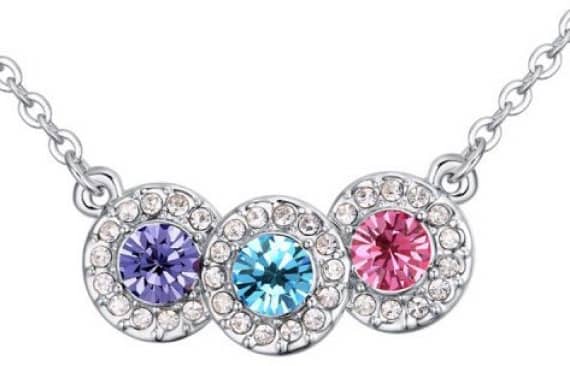 Swarovski Elements 18K White Gold Plated Necklace encrusted with Color Fashion fashion