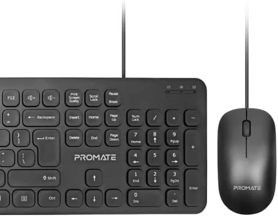 Promate Wired Keyboard and Mouse Combo, Combo-KM2 Eng/Arab Computer Accessories "BAE" Charm Bracelet