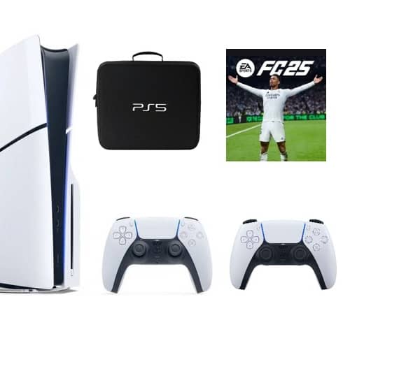 Sony PlayStation 5 Console Disc Slim 1TB (International Edition/TRA) with Extra Controller, Bag and EA Sports FC 2025 Consoles "BAE" Charm Bracelet