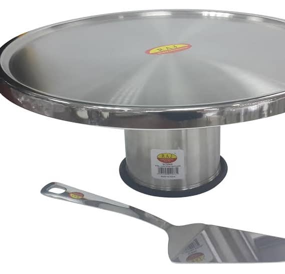 Raj Steel Cake Stand Revolving With Pastry Server Household Household