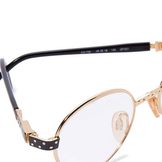 Carolina Herrera Oval Eyeglasses Frame for Unisex Black / Gold Plated Fashion Carolina Herrera Oval Eyeglasses Frame for Unisex Black / Gold Plated