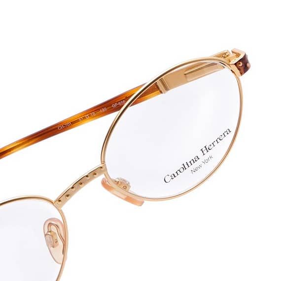 Carolina Herrera Oval Eyeglasses Frame for Unisex Gold Plated / Havana Fashion Carolina Herrera Oval Eyeglasses Frame for Unisex Gold Plated / Havana