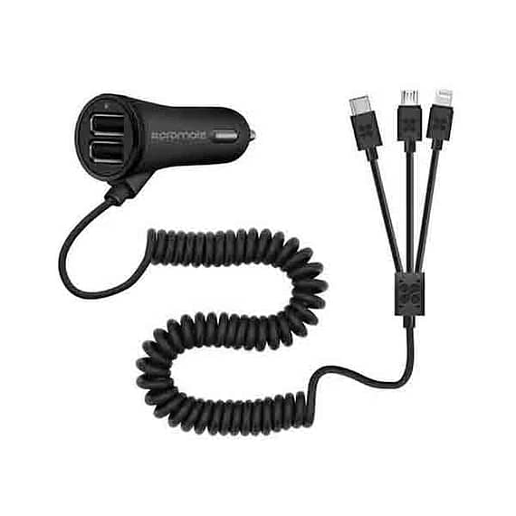 Promate Car Charger Ultra-Fast All in one with 3 Connectors USB-C Type Car Accessories Car Accessories