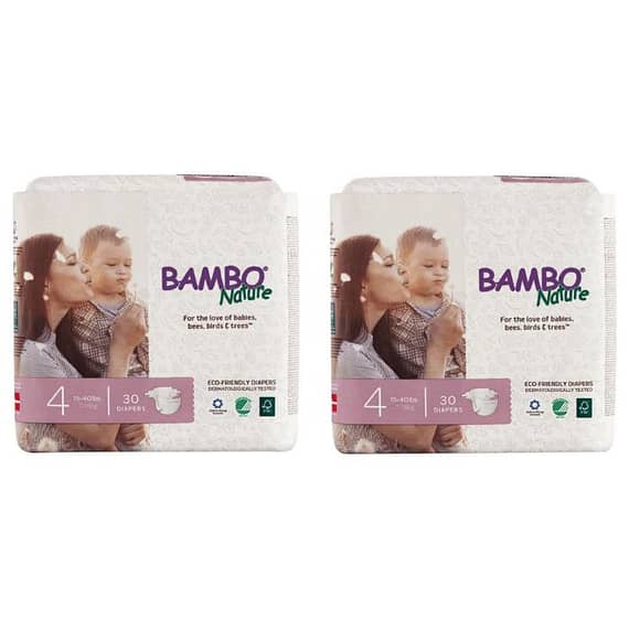Bambo Nature Eco-Friendly Diapers, Size 4, 7-18 kg Value Pack (60 diapers) Baby & Moms Bambo Nature Eco-Friendly Diapers, Size 4, 7-18 kg Value Pack (60 diapers)