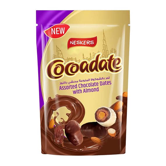 Neskers Assorted Chocolate Date With Almond 300g Food Cupboard Grocery